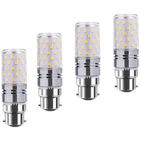 BUNTHAUS LED-Maiskolbenlampen B22, 12 W, entspricht 100 W Glühlampe, 1200 lm, warmweißes 3000 K, dekorative Kerzenfassung B22, nicht dimmbare LED-Lampe, 4er-Pack [Energieklasse A+]