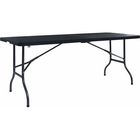 vidaXL Tavolo da Giardino Pieghevole Nero 180x75x72 cm in Rattan (1/5)