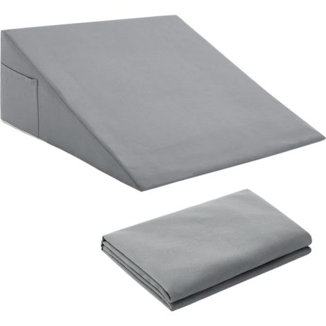 Irovami Taie d'oreiller triangulaire en microfibre gris clair avec fermeture éclair et poches latérales, 24 x 24 x 12 pouces (sans coussin intérieur) (1/5)
