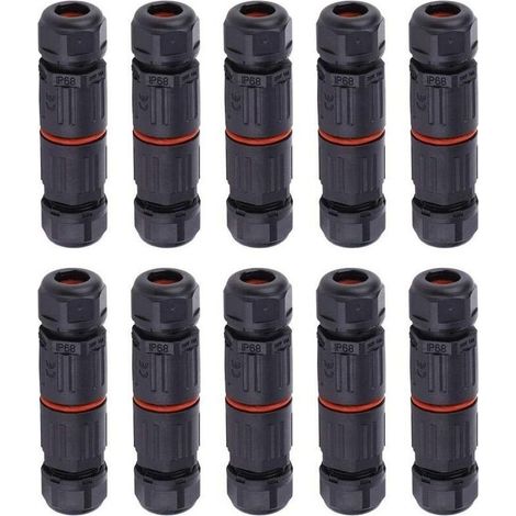 10 conectores de cable eléctrico impermeables IP68, conector hembra de 3 pines, enchufes impermeables para exteriores, empalme de conexión de cables impermeable (1/5)
