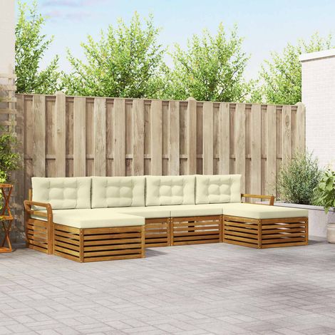 Sofagarnituren 6 pcs Natur und Creme Massivholz Akazie
