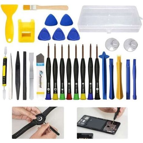 30pcs Kit d'outils de réparation de téléphone, Professionnel Jeu de Tournevis de Précision, avec 8 Tournevis de précision magnétiques et Levier d'ouverture, adapté pour Smartphones, Tablettes, Montre (1/4)