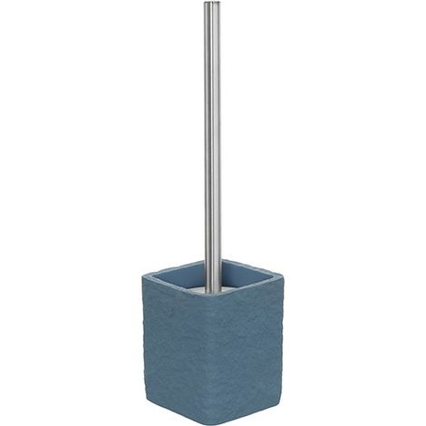 Porta scopino bagno in poliresina blu pastello effetto pietra Linea Sabbia Feridras