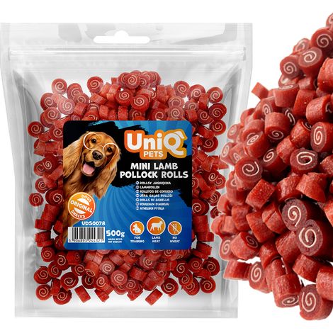 Uniq Pets Kausnacks für Hunde, 500 g Lammrollen