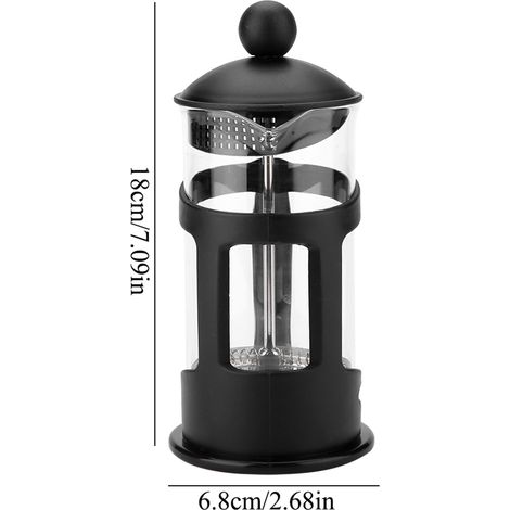 Cafetière à piston portable en acier inoxydable et verre pour la maison et le bureau (350 ml) (1/5)