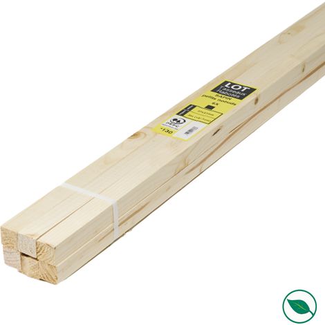 Forestea – Lot de 6 tasseaux sapin rabotés 2400 x 21 x 21 mm – FSC 100% – Pour cloisons et supports en bois – Traitement Autoclave IV (1/2)