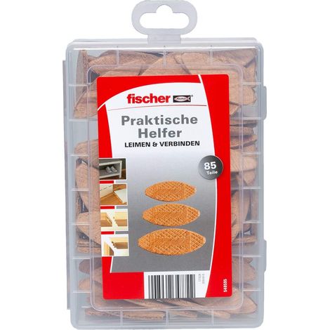 Colles et raccords pratiques - Boîte de rangement avec 85 chevilles plates - Kit pour connexions sûres du bois massif, des matériaux en bois et des matériaux de plaque (1/4)