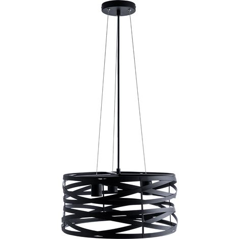 Paco Home Pendelleuchte Hängelampe Esszimmer Esstischlampe Metall Korb Ã40cm 3 Flammig  ohne Leuchtmittel,  Schwarz