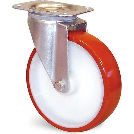 Roulette polyuréthane corps polyamide rouge à platine pivotante D 100mm - GUITEL HERVIEU - EP4BA100-28L