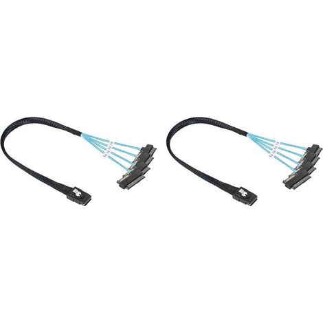 2x Datenkabel für SAS SFF-8087 Festplatte auf 4x SFF-8482 für Server-Netzwerkkarte, 1m Stromkabel