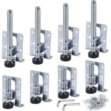 Lot de 8 pieds de meubles réglables, charge lourde, pieds réglables en hauteur et de nivellement, 48 petites vis pour tables, étagères, armoires, établi