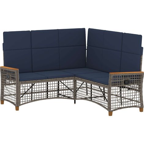Garten Liegesofa Set Grau und Marineblau 164 x 164 x 112 cm vidaXL