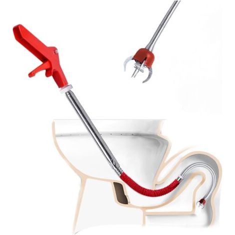 1.3m Furet Déboucheur Canalisation WC, Déb. à manivelle avec Griffe D'aigle Anti rayures Débouchage canal. Serpent de plombier idéal pour éliminer les débris etles sabots cheveux des drains (1/5)