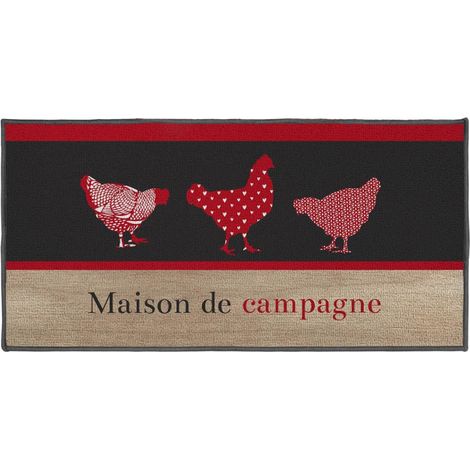 Tapis Déco Rectangle "Campagne" 50x120cm Rouge (1/2)