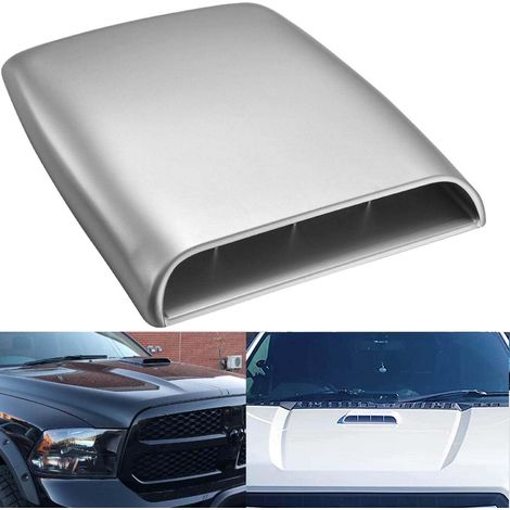 Cache d'aération décoratif universel pour capot de voiture, prise d'air turbo, argenté (1/5)