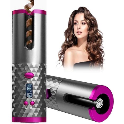Fer à friser rotatif, fer à boucler sans fil avec batterie rechargeable intégrée, fer à friser professionnel en céramique. (1/5)