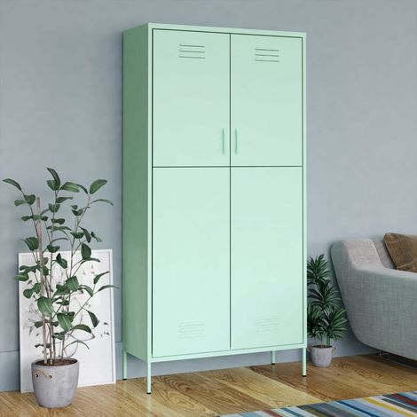 Garde-robe Armoire de Rangement Armoire de vêtements Penderie Vert menthe 90x50x180 cm Acier VXN5039 (1/5)