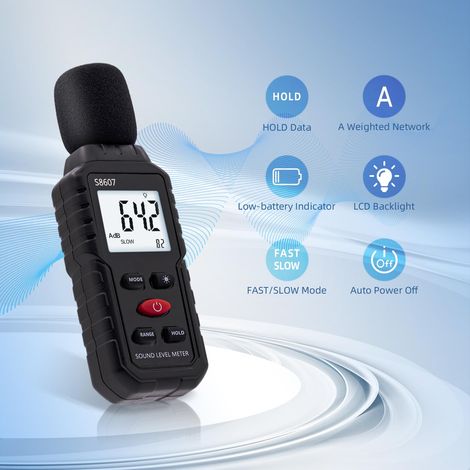 Misuratore di decibel, misuratore di livello sonoro digitale da 30 dB a 130 dB con display LCD, misuratore di livello sonoro per ufficio, cantiere, fabbrica (1/4)