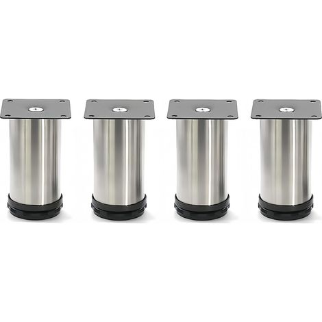 CSPARKV 4 Stück Möbelbeine, verstellbare Möbelbeine aus Edelstahl, Badezimmermöbelbeine, Büroküchenmöbel, verstellbare Höhe 0–10 mm (Silber, 6 cm)