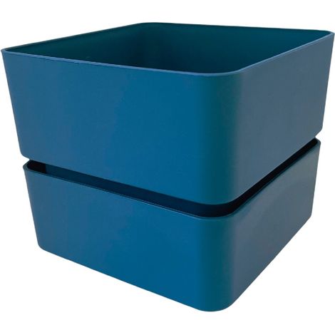 Vaso quadrato "Veleta" in Plastica da esterno e giardino per piante e fiori -12 cm / Blu