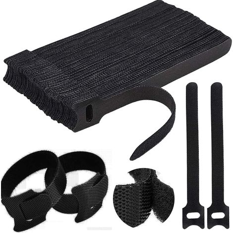 Confezione da 50 fascette nere, multiuso e riutilizzabili, 12 x 150 mm, resistenti al calore, per cavi USB, organizer da scrivania - AquaForge (1/3)