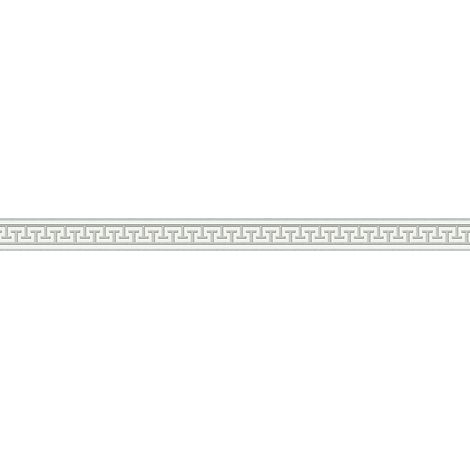 Frise papier peint motif style grec Frise tapisserie argentée pour salon moderne Frise papier peint gris métallique pour chambre