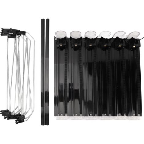 Organisateur de boissons pour réfrigérateur ABS 6 rangées réglable, chargement facile, amortisseur, poussoir coulissant, distributeur de canettes de Soda, bière et boissons, noir (1/5)