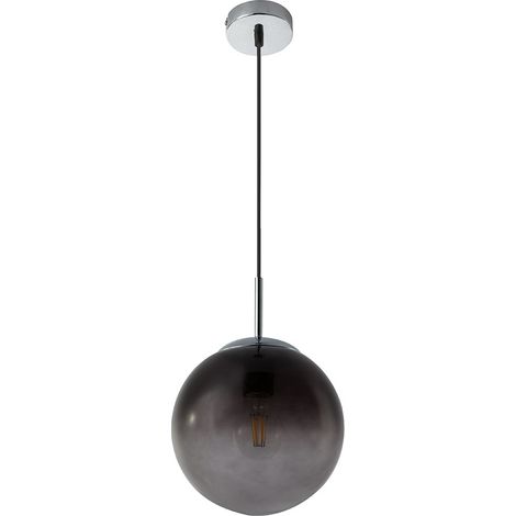 Hängeleuchte Wohnzimmerlampe Pendelleuchte Esstischleuchte, Glaskugel rauch, 1x E27, DxH 20x120 cm