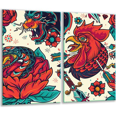 Tagliere in vetro 2x 30x52 gallo (1/5)