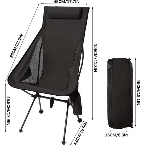 Chaise pliante compacte et ultra-légère, siège de plage robuste, installation rapide pour randonnée, camping et pique-nique, confortable et résistante (1/5)