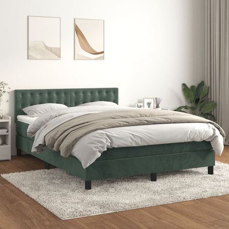 Boxspringbett mit Matratze Dunkelgrün 140x190 cm Samt vidaXL
