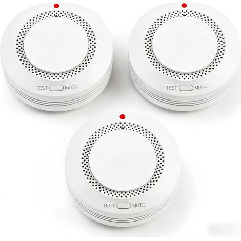 Batteriebetriebener fotoelektrischer Rauchmelder mit Testtaste und Anzeige für niedrigen Batteriestand, 3er-Pack. (1/5)
