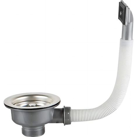 Évier de Cuisine 114 mm 1½" Crépine à Panier égouttage et Rectángulo Trop Plein, Crépine à Panier D\'évier en Acier Inoxydable
