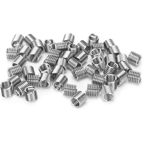 50-teilige Gewindeschutzhülse, Befestigungsreparaturwerkzeug, Gewindeeinsätze aus Stahl, US-Standard 5/16in-18x1.5D, Verstärkungsring für Schrauben. (1/5)