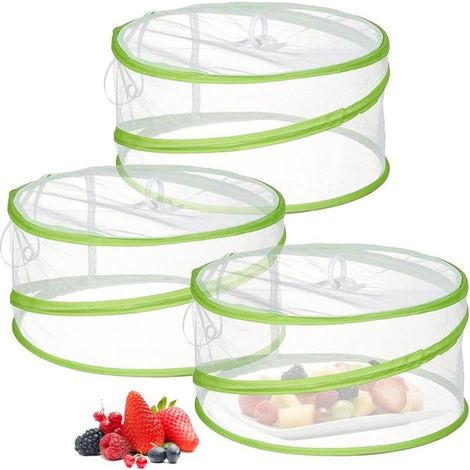 3 Pièces Couvercle Nourriture Anti mouche Maille,25x15cm (Vert) Cloche Alimentaire Pliable,Cloche Alimentaire Anti Insectes,Couverture Nourriture Maille Pop up,pour Plats Fruits,Pique Nique,Camping (1/5)