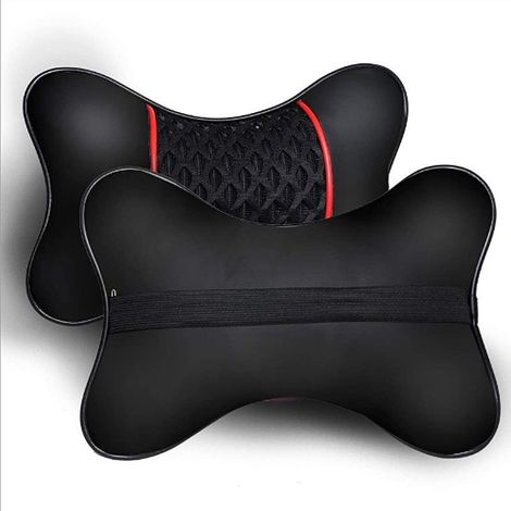 Coussins d'appui-tête de voiture en cuir PU, 2 pièces, repose-cou, oreiller, siège de soutien souple portable (1/5)