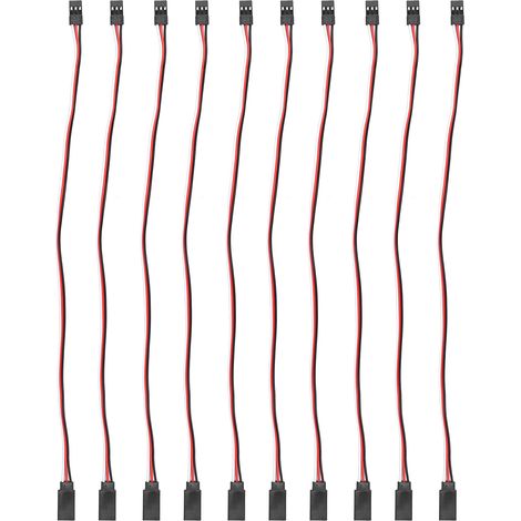 10 Stück 3-poliges Servo-Verlängerungskabel für Modellauto-Servotreiber, Messing-Innenkern, 300 mm, Stecker auf Buchse (1/5)