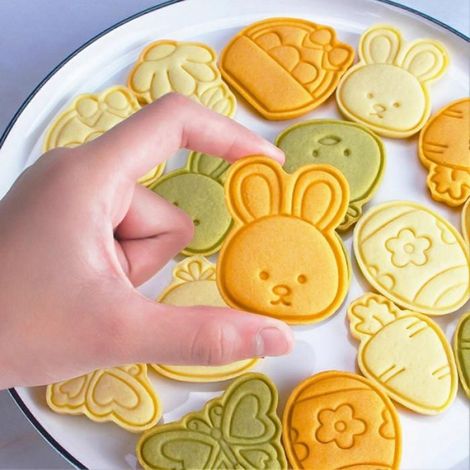 Emporte-pièces Lapin - Polypropylène Alimentaire - Pour Pâtisserie et Décoration Pâques - Lot de 8 Formes Variées (1/5)