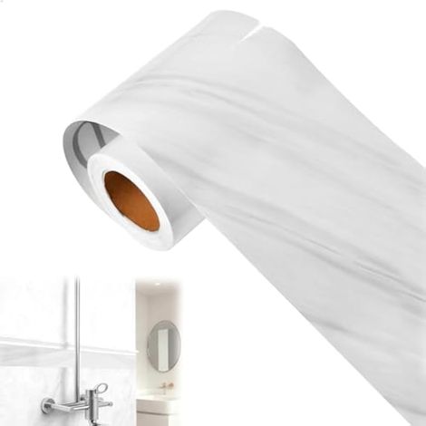 Frise adhésive pour cuisine, frise imperméable pour salle de bain, 5 m x 12 cm, revêtement mural en vinyle effet marbre, moulure décorative pour la maison et les hôtels (1/5)