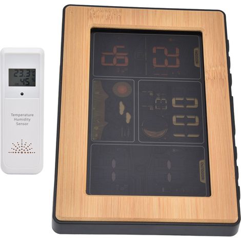 Station météo LCD avec fonction de réception RCC, thermomètre et hygromètre sans fil, prise 100-240 V (UK). (1/5)