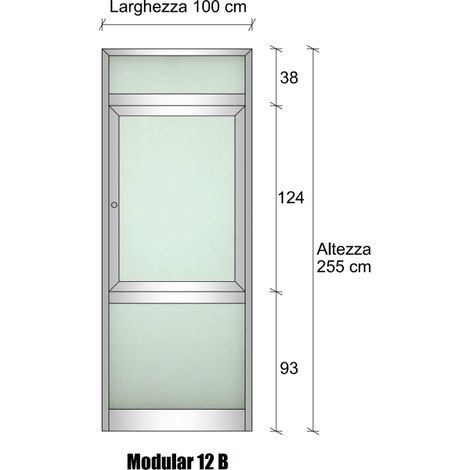 Modulo Continuativo Parete Divisoria in Alluminio e Vetro Satinato con Finestra - H2550xL1000 mm - Colore Grigio Mix ITALFROM (1/4)