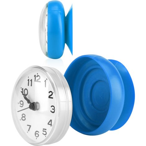 Miroir mural étanche à ventouse pour fenêtre, horloge de douche, accessoires de salle de bain bleus (1/5)