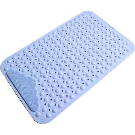 Tapis de Douche Antidérapant : 70x40cm Bleu, Matériau TPE – Avec Ventouses, Effet Massage & Lavable en Machine (1/5)