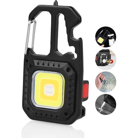 Mini lampe de travail LED rechargeable, lampe torche porte-clés portable, lampe multifonctionnelle étanche, idéale pour le camping, les réparations et les situations d'urgence [Classe énergétique A+++ (1/5)