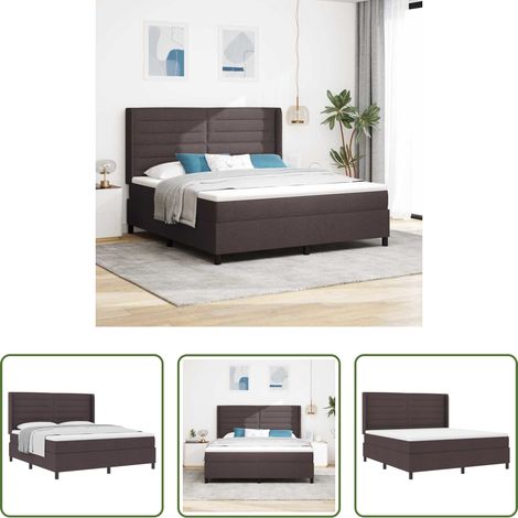 Matratze -  Boxspringbett mit Matratze Dunkelbraun 200 x 180 cm Stoff (1/5)