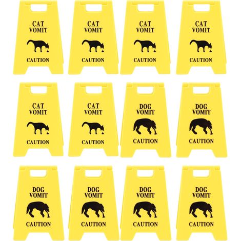 Panneau d'avertissement de vomissement de chat en plastique, Design innovant, avertissement de vomissements de chiens évidents pour intérieur jaune (1/5)