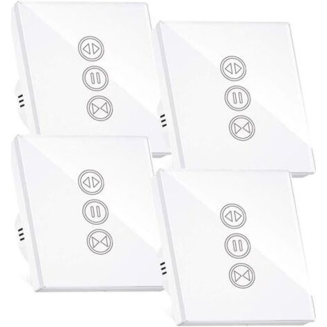 Interrupteur Volet Roulant Connecté, Interrupteur Volet Roulant Wifi,Compatible Avec Alexa/Google Home, Interupteur Connecté Tactile Rétro Éclairage Peut Éteindre Led Timer App Contrôle,4PCS (1/5)