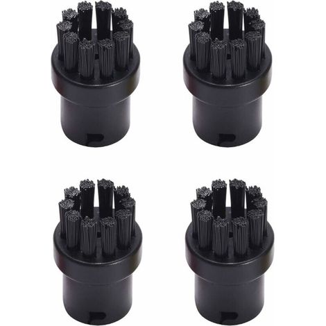 4 Pack Replacement Round Cleaning Brushes for Karcher SC1 SC2 SC3 SC4 SC5 SC7 Steam Cleaners (Black) (1/4)