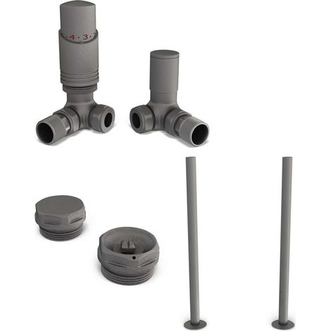 Talus Bold - Thermostatic Radiator Valve & Installation Kit - Natural Pewter Corner 15mm