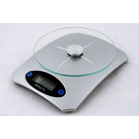 Trade Shop - Elektronische Küchenwaage, LCD, digital, Glasplatte, 5 kg, Tara-Taste, Home -